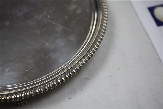 A George IV silver circular salver by John Mewburn, 26.5 oz.